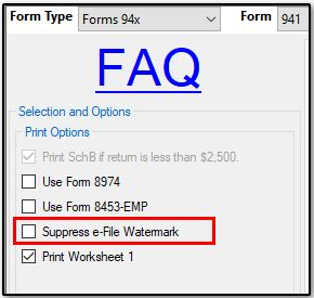 Suppress e-File Watermark checkbox